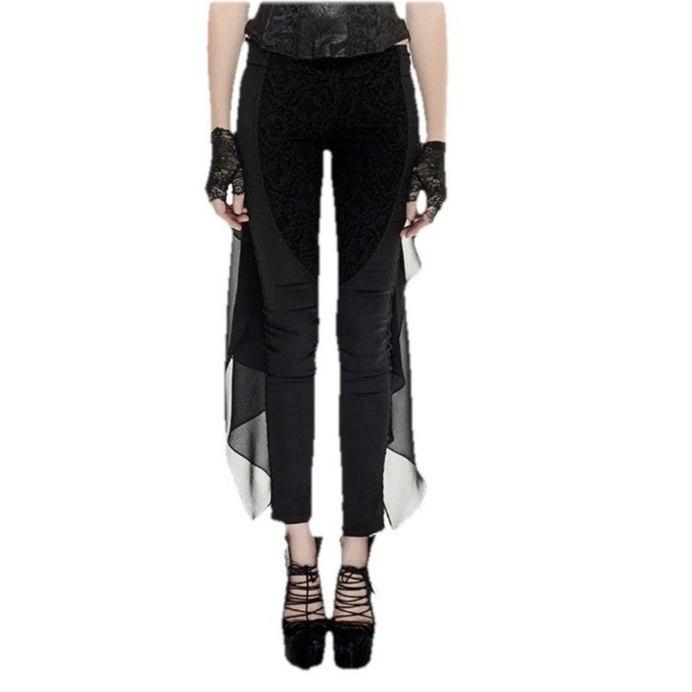 Punk Rave Pants L Sexy‎ Women Floral Pattern Elastic Mesh Gothic Vampy Steampunk